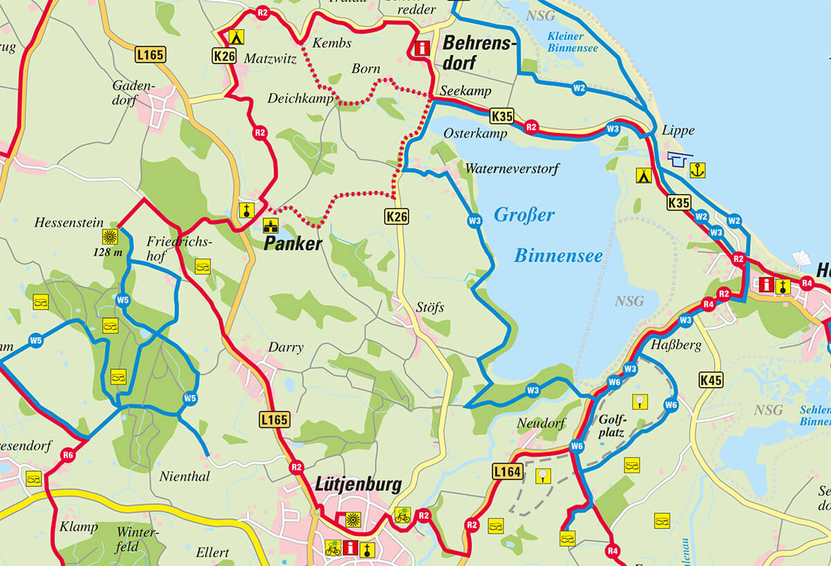 Radfahrroute von Hohwacht über Lütjenburg, Panker und Behrensdorf