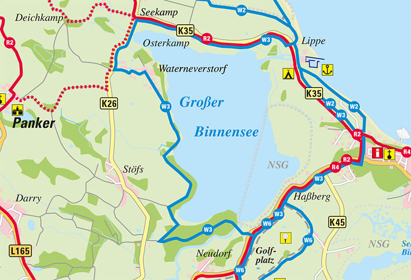 Wanderroute von Hohwacht am großen Binnensee entlang